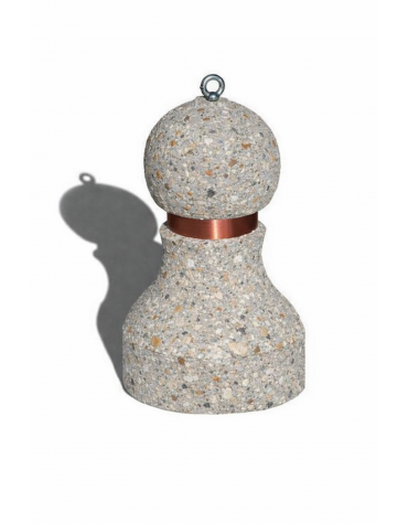 Dissuasore traffico stradale in cemento - Colore grigio sabbiato - con fascia in alluminio - cm Ø50x75h