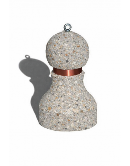 Dissuasore traffico stradale in cemento - Colore grigio sabbiato - con fascia in alluminio - cm Ø50x75h