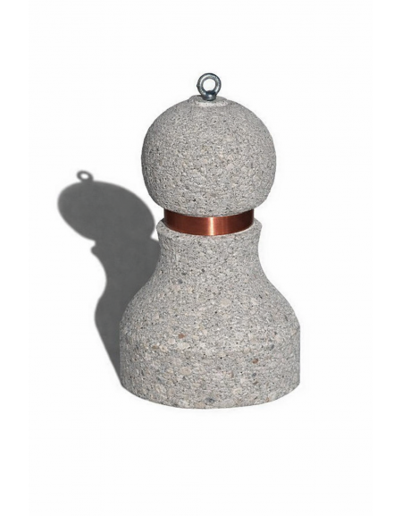 Dissuasore traffico stradale in cemento - Colore bianco sabbiato - con fascia in alluminio - cm Ø50x75h