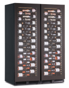 Vetrina vini ventilata doppia porta, 2 zone di temperatura da +2°C+20°C cad. - N° 256 bottiglie - cm 121x70x180,4h