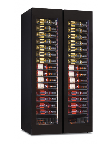 Vetrina vini ventilata doppia porta, 2 zone di temperatura da +2°C+20°C cad. - N° 224 bottiglie - cm 92x70x180,4h