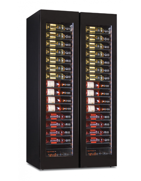 Vetrina vini ventilata doppia porta, 2 zone di temperatura da +2°C+20°C cad. - N° 224 bottiglie - cm 92x70x180,4h
