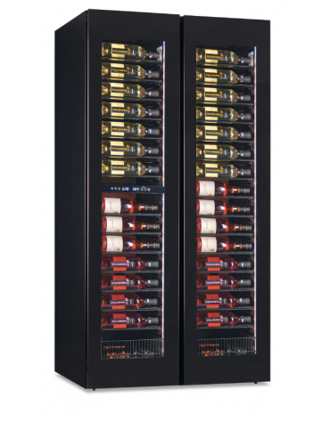 Vetrina vini ventilata 2 porte, N°217 Bottiglie, Tripla temperatura +2°C+20°C / +2°C+12°C / +12°C+20°C - cm 92x69x180,4h