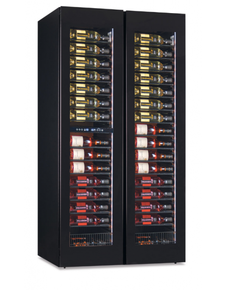 Vetrina vini ventilata 2 porte, N°217 Bottiglie, Tripla temperatura +2°C+20°C / +2°C+12°C / +12°C+20°C - cm 92x69x180,4h