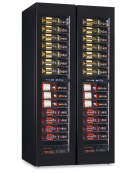 Vetrina vini ventilata 2 porte, 4 zone di temperatura (2x)+2°C+20°C, (2x)+12°C/+20°C  - N°210 bottiglie - cm 92x69x180,4h