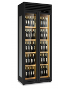 Vetrina frigo vini ventilato due porte in acciaio verniciato nero - temperatura +3°/+20 °C - N°175 bottiglie - cm 90x58,2x230,5h