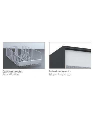 Vetrina freezer statica con porta vetro senza cornice - temperatura -23°/-18°C - cm 46x61x180,5h