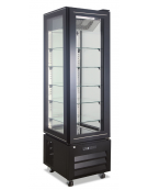 Vetrina verticale negativa ventilata no frost -18°/-22°C - N° 4 Lati a vetro - Colore nero - cm 45x65x195h
