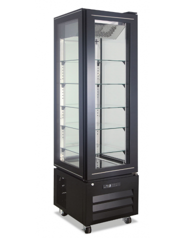 Vetrina verticale negativa ventilata no frost -18°/-22°C - N° 4 Lati a vetro - Colore nero - cm 45x65x195h