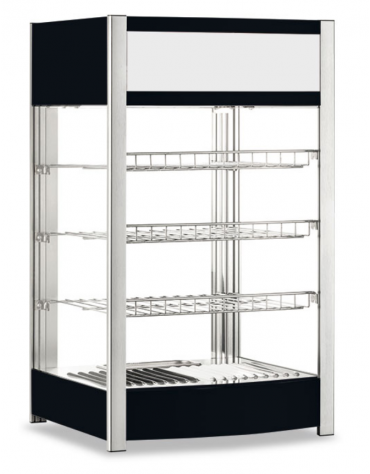 Vetrina calda soprabanco in acciaio e alluminio - 3 ripiani - temperatura +30°C/+90°C - cm 46x43x78,5h