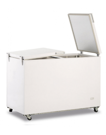 Congelatore a pozzo con porta cieca sistema flip-flop e interno in alluminio martellato- statico -23°/-13°C - cm 130,5x63x87,5h