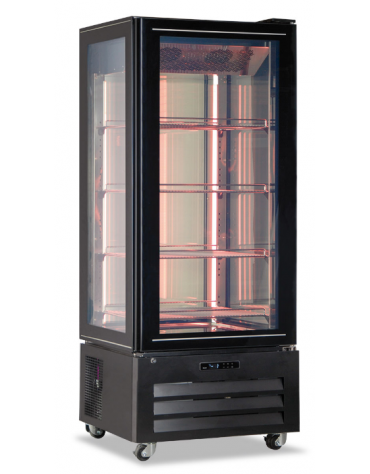 Frigo vetrina per conservazione ed esposizione carne  - interno in acciaio inox  AISI 304 - temp. -1°/+5 °C - cm 85x65x195h