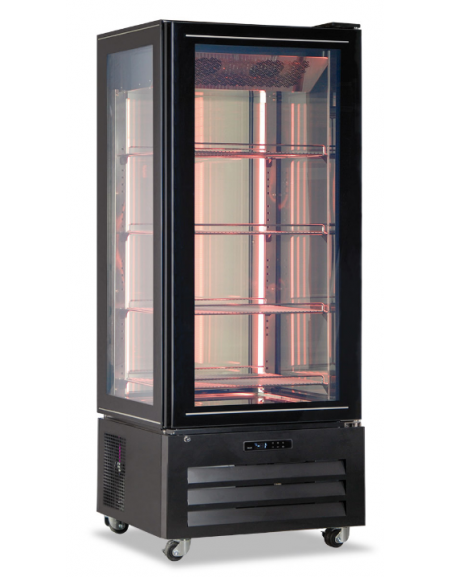 Frigo vetrina per conservazione ed esposizione carne  - interno in acciaio inox  AISI 304 - temp. -1°/+5 °C - cm 85x65x195h