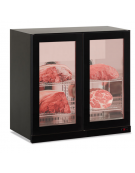Frigo vetrina pensile 2 ante per conservazione carne in lamiera nera preverniciata - temp. -2°/+10 °C - cm 90x56,5x85,2h
