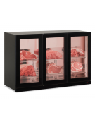 Frigo vetrina pensile 3 ante per conservazione carne in lamiera nera preverniciata - temp. -2°/+10 °C - cm 135x56,5x85,2h