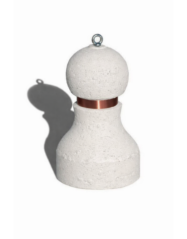 Dissuasore traffico stradale in cemento - Colore bianco pietra - con fascia CATARIFRANGENTE  - cm Ø50x75h