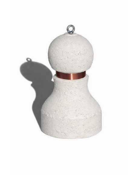 Dissuasore traffico stradale in cemento - Colore bianco pietra - con fascia CATARIFRANGENTE  - cm Ø50x75h