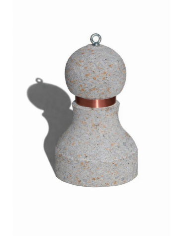 Dissuasore traffico stradale in cemento - Colore grigio travertino - con fascia CATARIFRANGENTE  - cm Ø50x75h