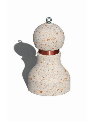 Dissuasore traffico stradale in cemento - Colore bianco travertino - con fascia CATARIFRANGENTE  - cm Ø50x75h