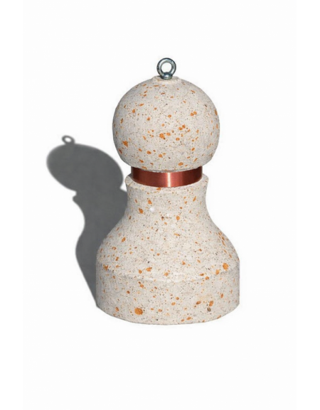 Dissuasore traffico stradale in cemento - Colore bianco travertino - con fascia CATARIFRANGENTE  - cm Ø50x75h