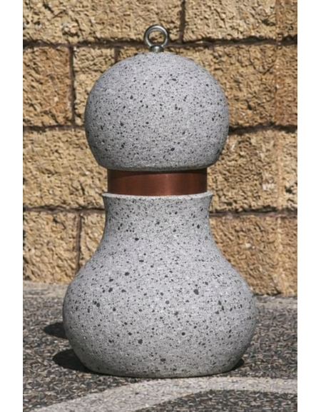 Dissuasore traffico in cemento BOMBATO - Colore grigio pietra - con fascia alluminio - cm Ø 50x75h