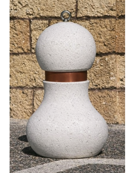 Dissuasore traffico in cemento BOMBATO - colore Bianco pietra - con fascia alluminio - cm Ø 50x75h