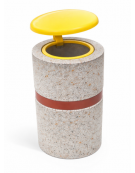 Cestone portarifiuti in cemento colore Grigio travertino - con coperchio a ribalta e reggisacco -  Øcm 50 - Altezza cm 100 - CAM