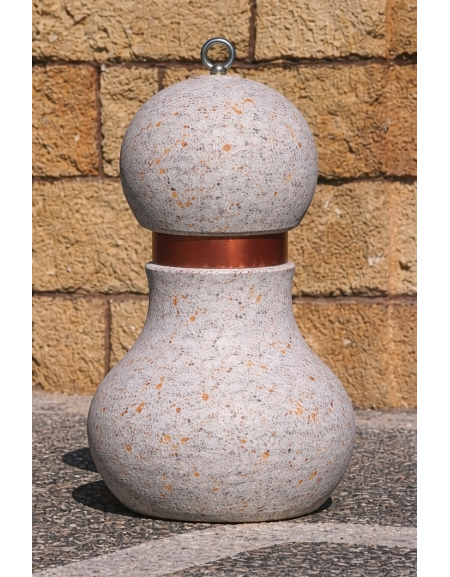 Dissuasore traffico in cemento BOMBATO - Colore grigio travertino - con fascia alluminio - cm Ø 50x75h