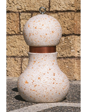 Dissuasore traffico in cemento BOMBATO - Colore bianco travertino - con fascia alluminio - cm Ø 50x75h - Conforme ai CAM