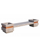 Panchina in cemento calcestruzzo seduta con fori e 2 fioriere laterali - colore Grigio travertino - cm 310x60x65h - CAM