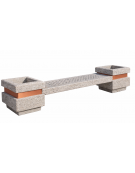 Panchina in cemento calcestruzzo seduta liscia con 2 fioriere laterali - colore Bianco sabbiato - cm 310x60x65h - CAM