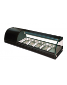 Vetrina refrigerata per sushi con vetro frontale curvo - N°5 vaschette GN 1/3 incluse - temp. 0°/+6°C - cm 150x41,5x30h