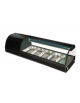 Vetrina refrigerata per sushi con vetro frontale curvo - N°5 vaschette GN 1/3 incluse - temp. 0°/+6°C - cm 150x41,5x30h