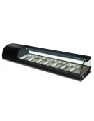 Vetrina refrigerata per sushi con vetro frontale curvo - N°7 vaschette GN 1/3 incluse - temp. 0°/+6°C - cm 180x41,5x30h