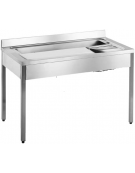 TAVOLO LAVAVERDURE INOX AISI 304 SENZA PATTUMIERA CARRELLATA - MM 1300x700x850H