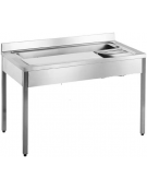 TAVOLO LAVAVERDURE INOX AISI 304 SENZA PATTUMIERA CARRELLATA - MM 1600x700x850H