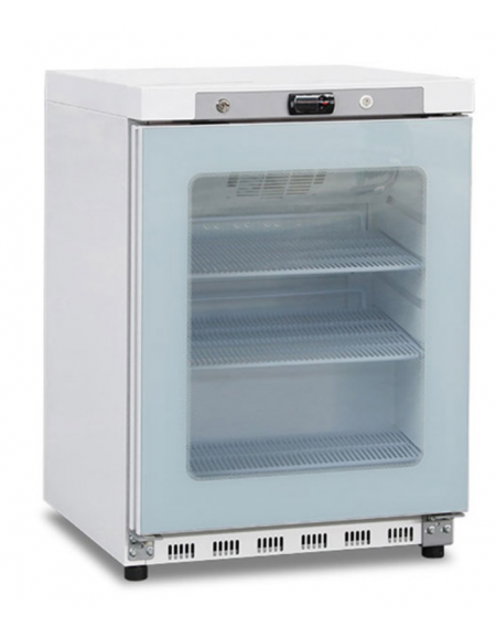 Armadio frigo basso con porta in vetro - colore bianco - lt. 200 -  statico con agitatore +2°/+10°C - Classe C - cm 60x62,5x85h