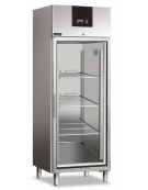 Armadi refrigerato in acciaio inox AISI 304  con porta in vetro - ventilato +2°C /+8°C - Classe B - cm 74x83x201h