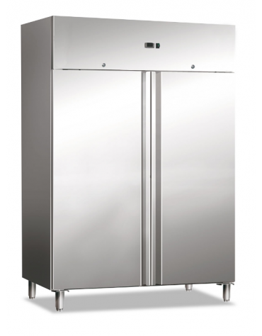 Armadio refrigerato 2 porte ventilato in acciaio AISI 201 - Lt. 1400 - temperatura +2°/+8°C - Classe D - cm 148x83x201h