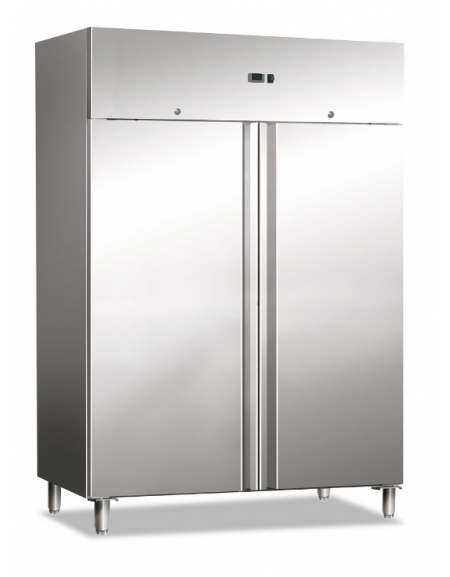 Armadio refrigerato 2 porte ventilato in acciaio AISI 201 - Lt. 1400 - temperatura +2°/+8°C - Classe D - cm 148x83x201h