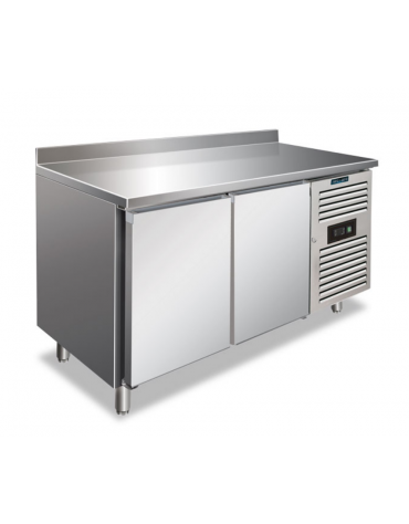 Tavolo refrigerato BT congelatore negativo 2 porte in AISI 304 con alzatina ventilato -18°-22°C - Classe D - cm 136x60x96h