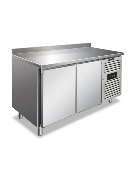 Tavolo refrigerato BT congelatore negativo 2 porte in AISI 304 con alzatina ventilato -18°-22°C - Classe D - cm 136x60x96h