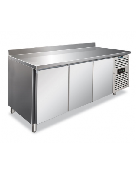 Tavolo refrigerato BT congelatore negativo 3 porte in AISI 304 con alzatina ventilato -18°-22°C - Classe D - cm 179,5x60x96h