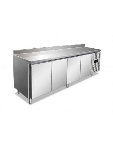 Tavolo refrigerato BT congelatore negativo 4 porte in AISI 304 con alzatina ventilato -18°-22°C - Classe D - cm 223x60x96h