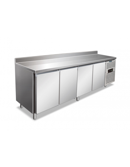 Tavolo refrigerato BT congelatore negativo 4 porte in AISI 304 con alzatina ventilato -18°-22°C - Classe D - cm 223x60x96h