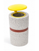 Cestone portarifiuti in cemento colore Grigio pietra - con coperchio a ribalta e reggisacco -  Ø cm 50 - Altezza cm 100 - CAM