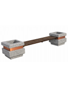 Panchina con seduta in legno e 2 fioriere laterali in cemento calcestruzzo colore Grigio pietra - cm 310x60x65h - CAM