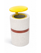 Cestone portarifiuti in cemento colore Bianco pietra - con coperchio a ribalta e reggisacco -  Ø cm 50 - Altezza cm 100 - CAM