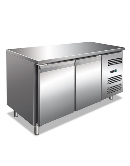 Tavolo refrigerato 2 ante in acciaio inox AISI 201 - ventilato temperatura normale +2°/+8 °C - Classe C - cm 136x70x85h