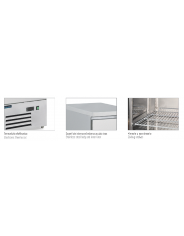 Banco saladette in acciaio inox AISI 304 1 porta - statico con agitatore +2°/+8°C - capacità Lt 109 - Classe B -cm 43,5x70x87h